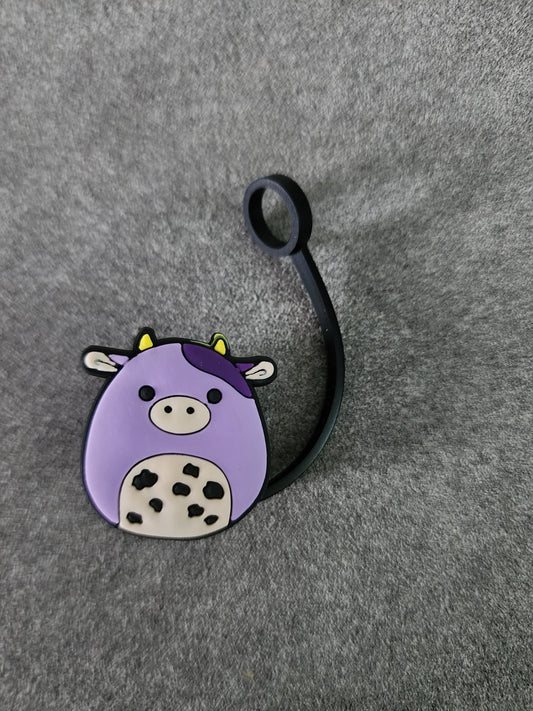 Straw Toppers-Purple Cow Squishmallow