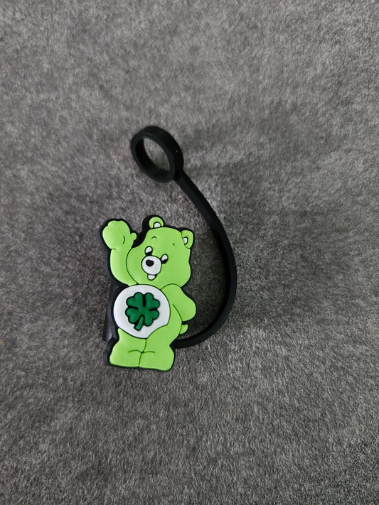 Straw Toppers-Green Lucky Care Bear