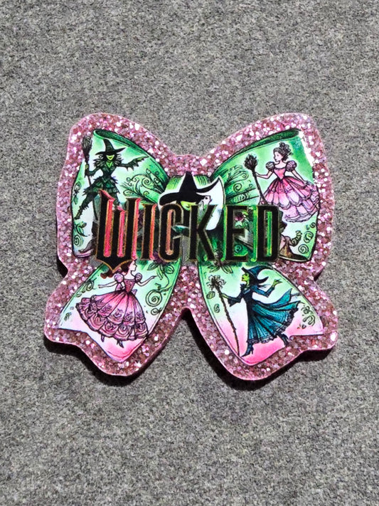 Glitter Flatback- Pink or Green  Bow