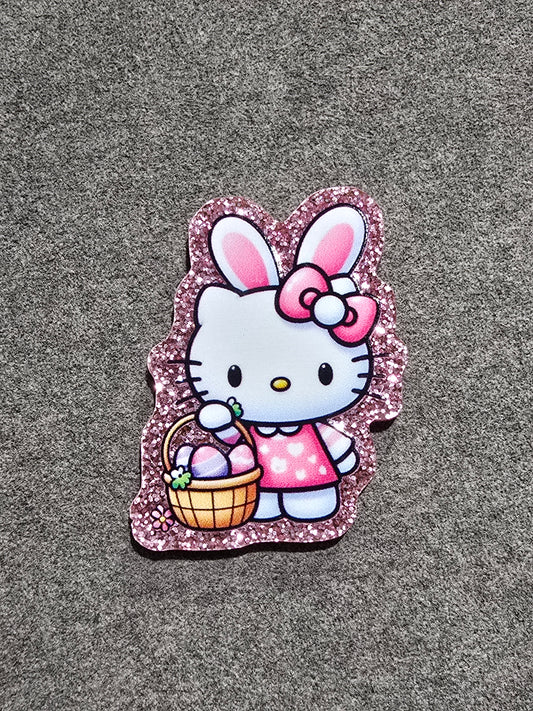 Glitter Flatback- Glitter Flatback- HC Easter Bunny w/Basket