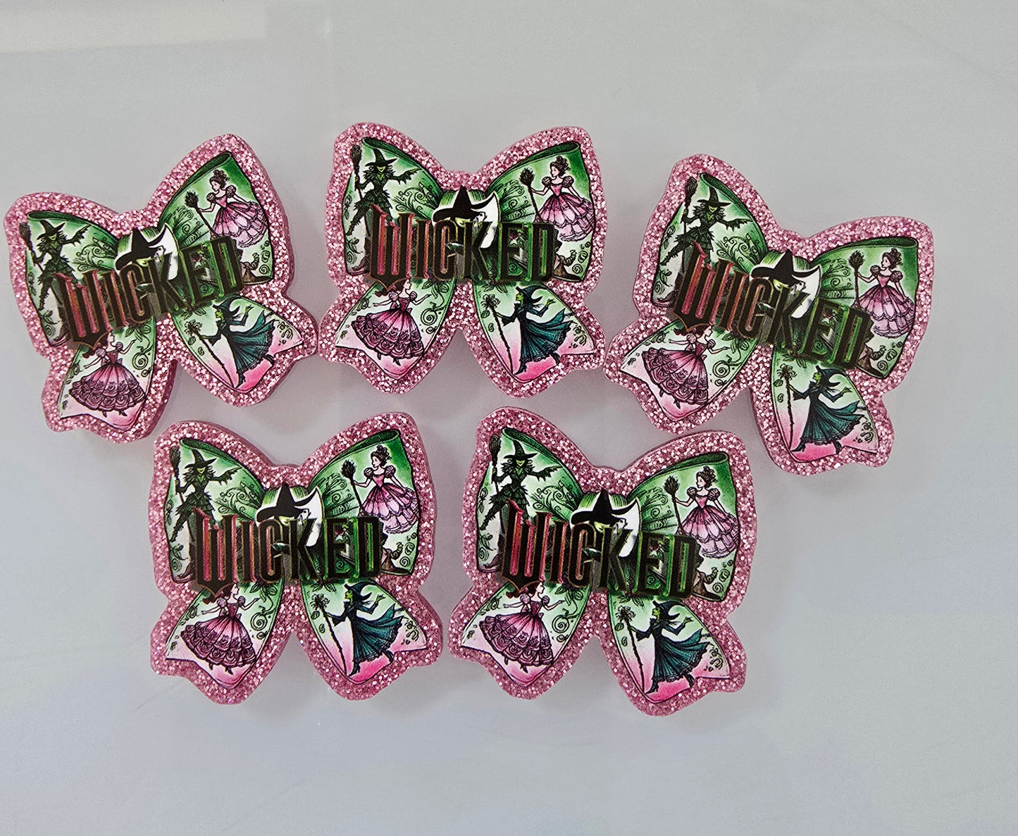 Glitter Flatback- Pink or Green  Bow