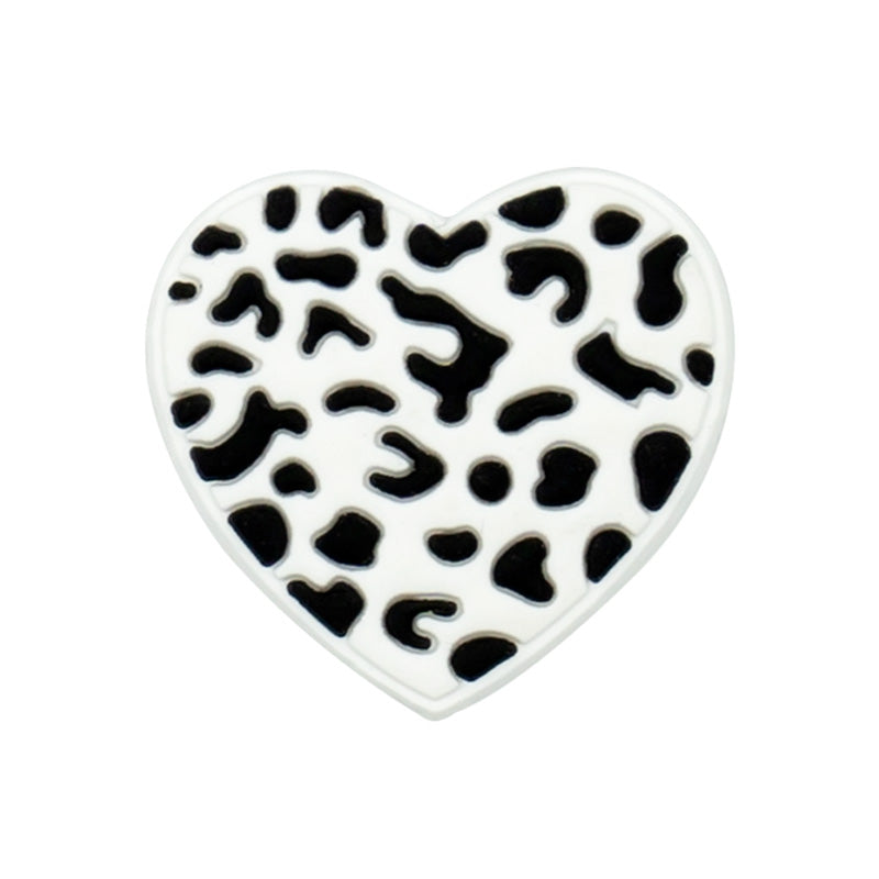 Cow Print Heart Croc Charm