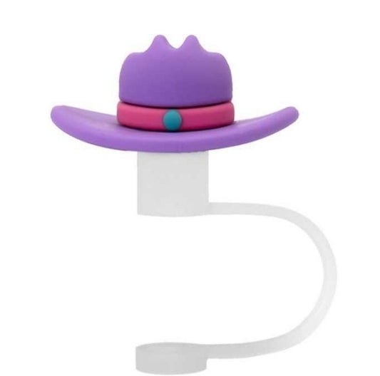 3D Straw Toppers- Purple Hat