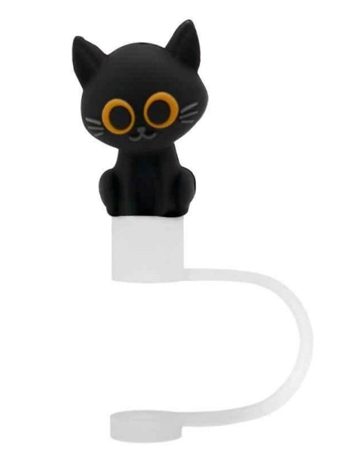 3D Straw Toppers- Black Cat