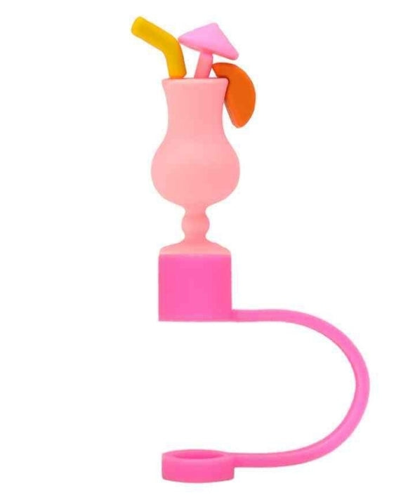 3D Straw Topper- Pink Tropical Drink