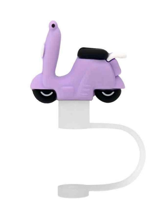 3D Straw Topper- Purple Moped