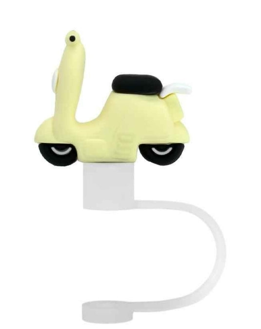 3D Straw Topper- Yellow Moped