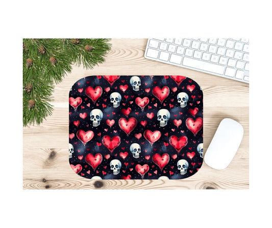 Skulls and Red Hearts Mousepad