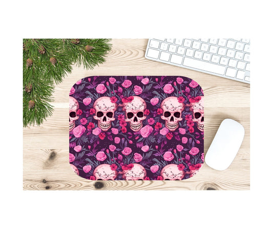 Skulls and Pink Hearts Mousepad