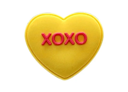 Yellow 'XOXO' Heart Croc Charm - Sweet Valentine's Day Shoe Accessory