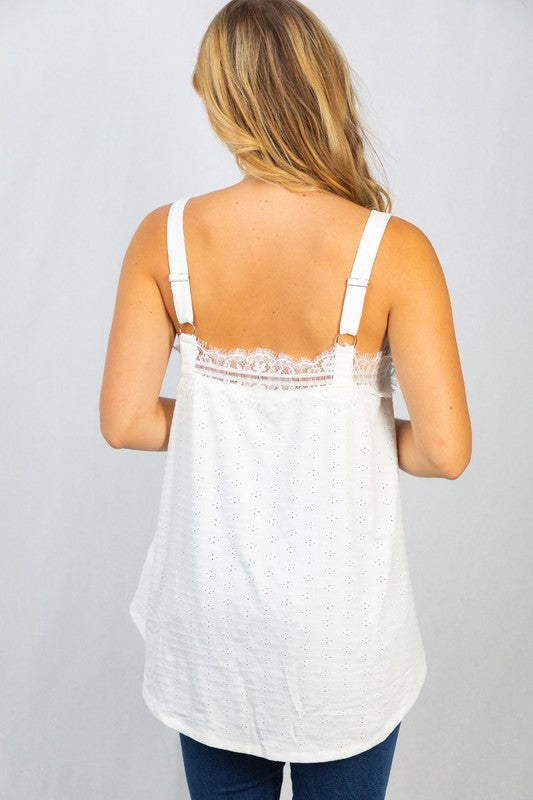 Sleeveless Solid Knit Top in White